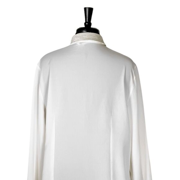 Chico's Women's Shirt Button Up Ivory Gold Embellished Blouse Top Size 2 US L/12 - Picture 7 of 10